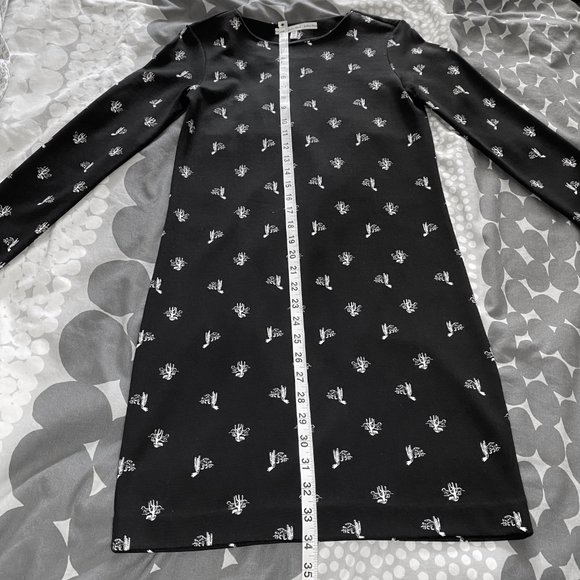 & Other Stories Black White Shift Mini Long Sleeve Dress Cactus Print 4 - Picture 11 of 15